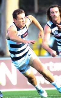 Joel Selwood gives chase in his comeback game at Punt Road Oval. Picture: krockfootball.com.au - ${keywords}